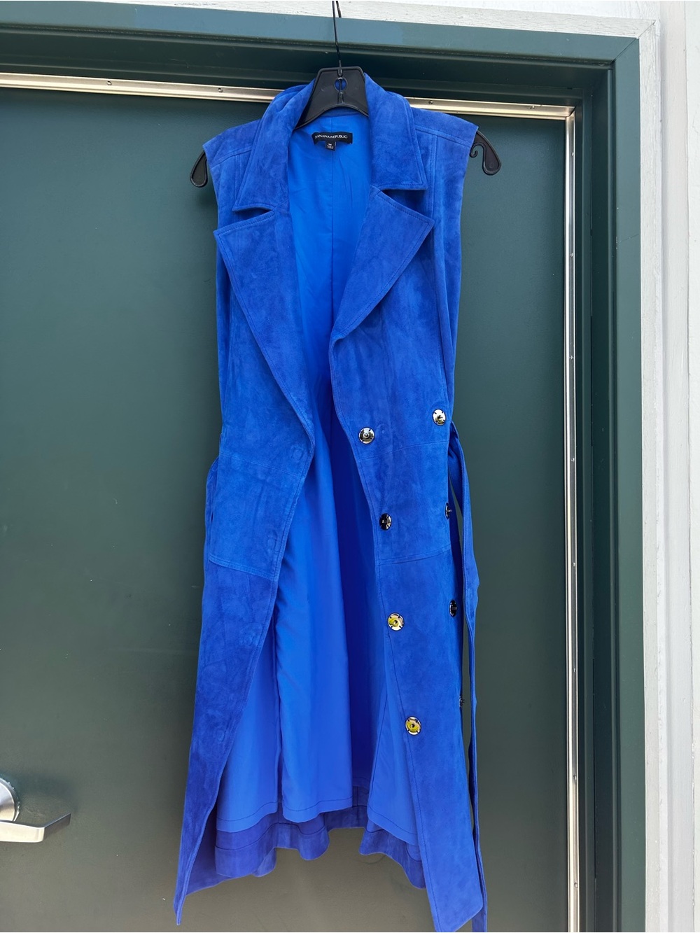 Banana Republic Cobalt Blue Sleeveless Suede Wrap Midi Dress - Picture 10 of 13